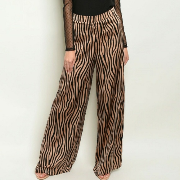 DO+BE COPPER ZEBRA ANIMAL PRINT PANTS - Picture 1 of 8